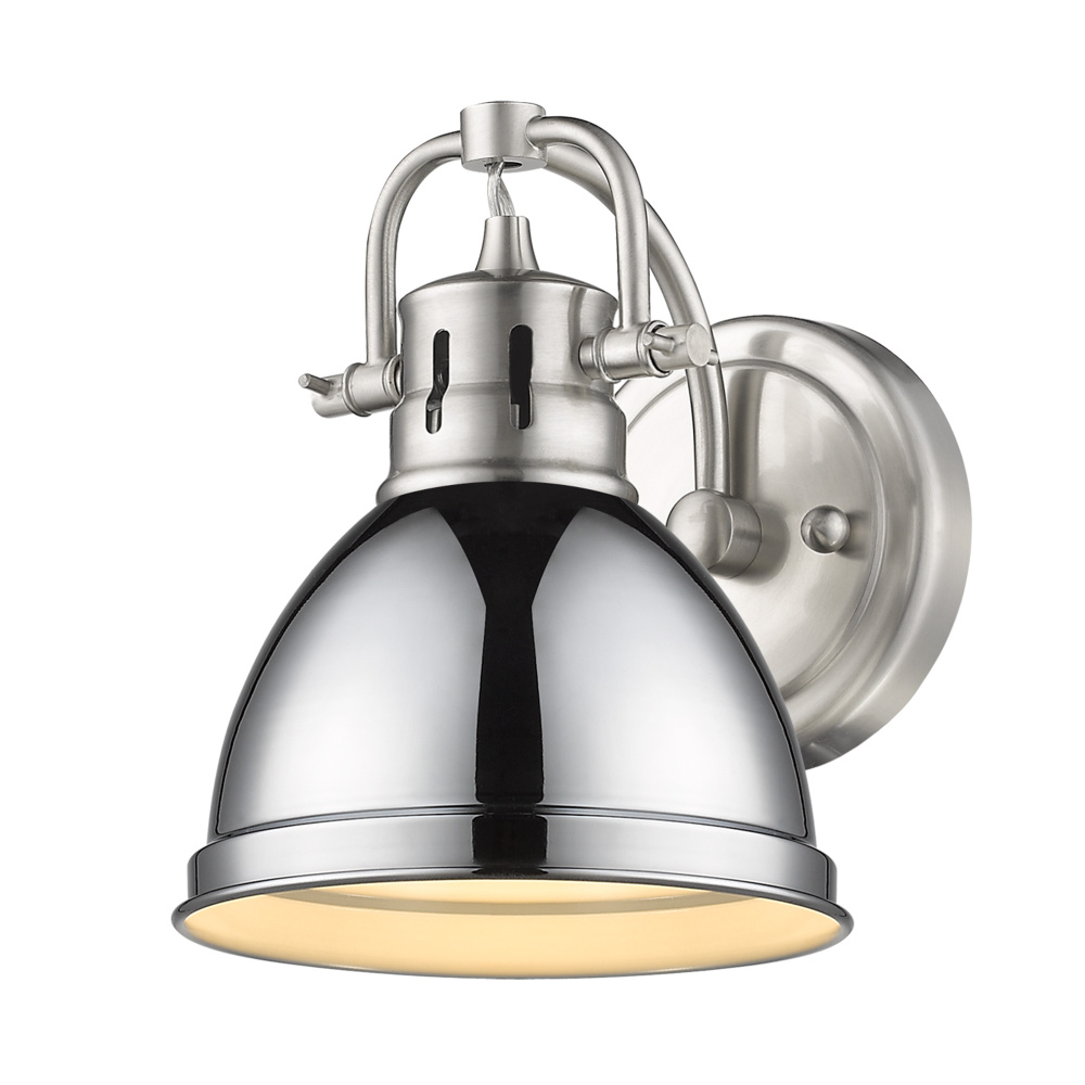 Yep by Golden Lighting Duncan 1-light Vanity in Pewter and Chrome shade